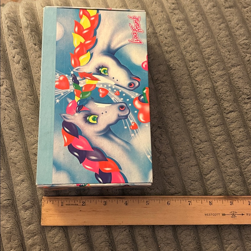 Lisa Frank Pencil Box Unicorn Rainbow Love Hearts Pencil Cardboard Box 1980s - Picture 3 of 10
